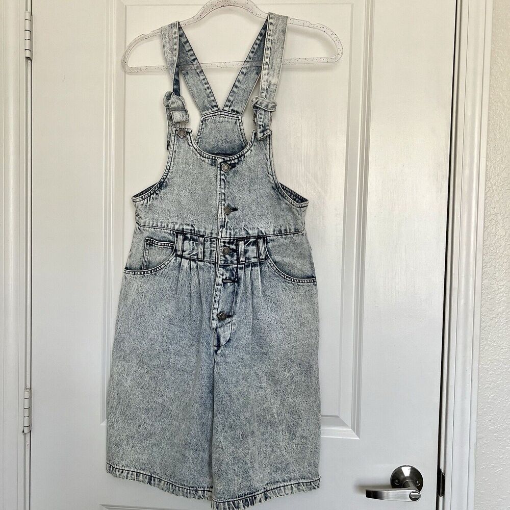 Vintage Y2K Baccini Blue Jean Denim Overalls Size Small Retro Classic Acid Wash
